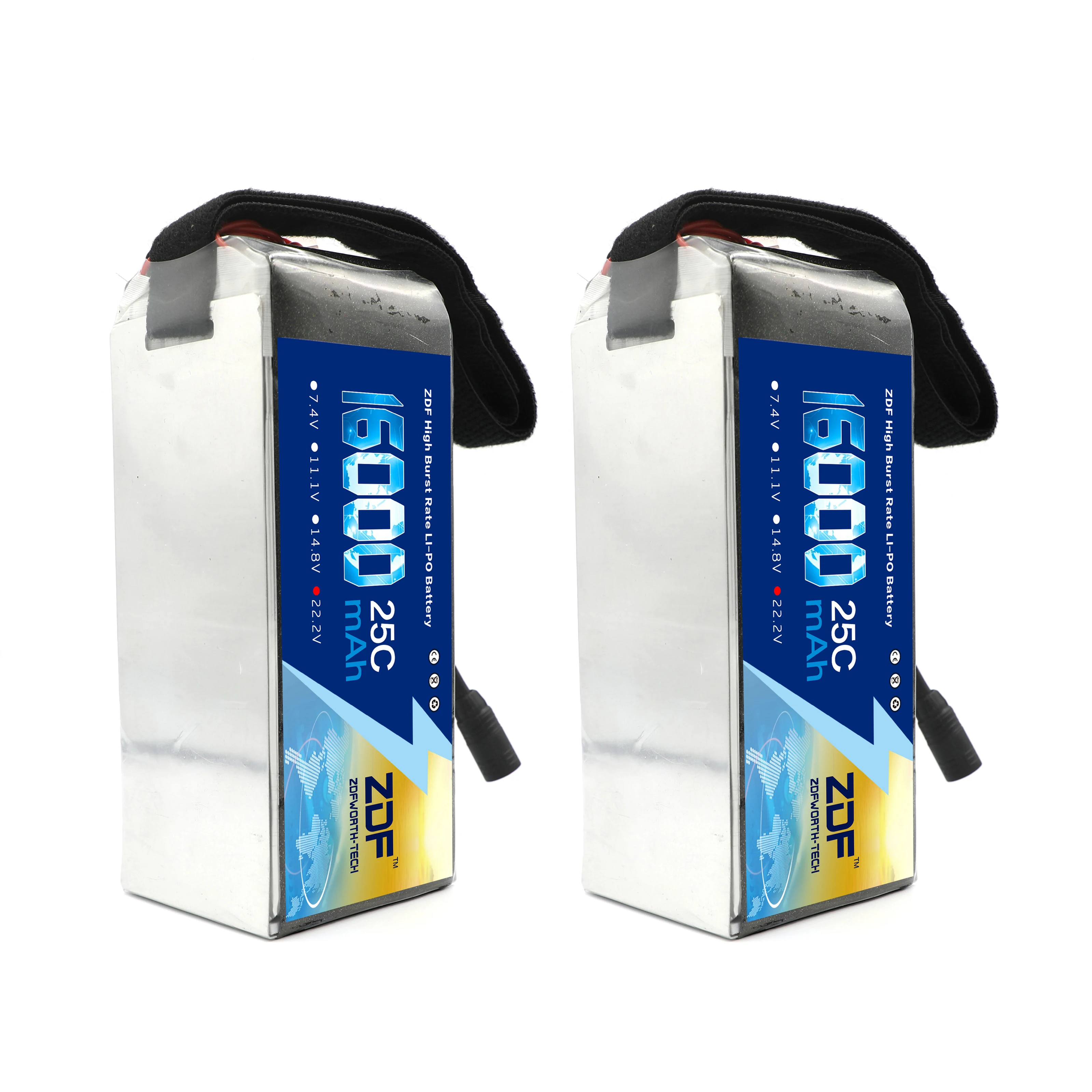 

ZDF 2pcs Lipo Battery 6S 22.2V 16000mAh 25C 50C 6S1P with AS150 XT150 Plug for RC FPV Racing Drone UAV