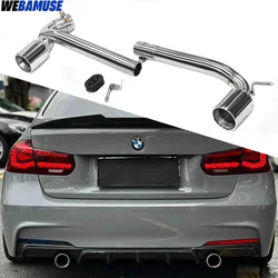 Dual Carbon Fibre Stainless Steel Exhaust Tailpipe For BMW F30 F31 320i 318i 3 Series Upgrade MT MP Rear Bar Muffler Tip 2013+