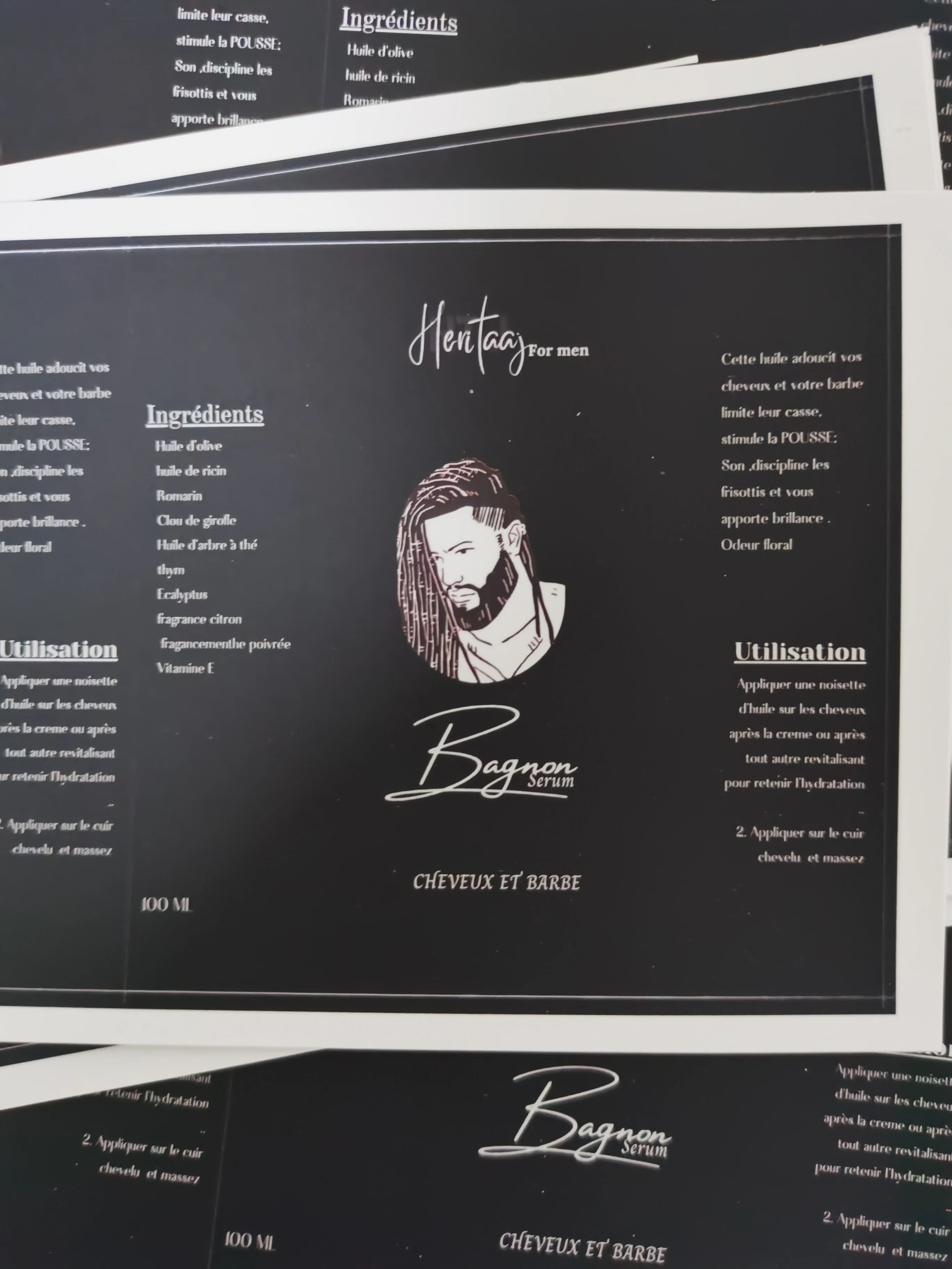 Customized Black Cosmetic Bottle Packing Stickers Serum Jars or Cans Adhesive Labels with Your Brand and Designs