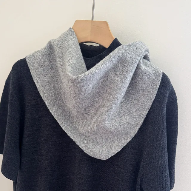 Knitted Scarf Women 100% Wool Winter Warm Scarves Bright Solid Color Design Thickened Shawl Soft Triangle Pashmina Neck 2025 NEW 3