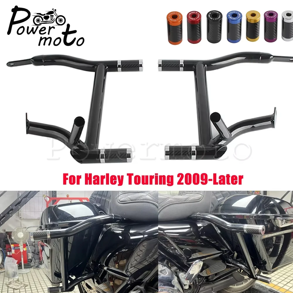 Highway Crash Bar Heckstoßstange Satteltaschen Schienen Halterung für Harley Touring Road King Street Electra Glide Satteltaschenschutz 09-24