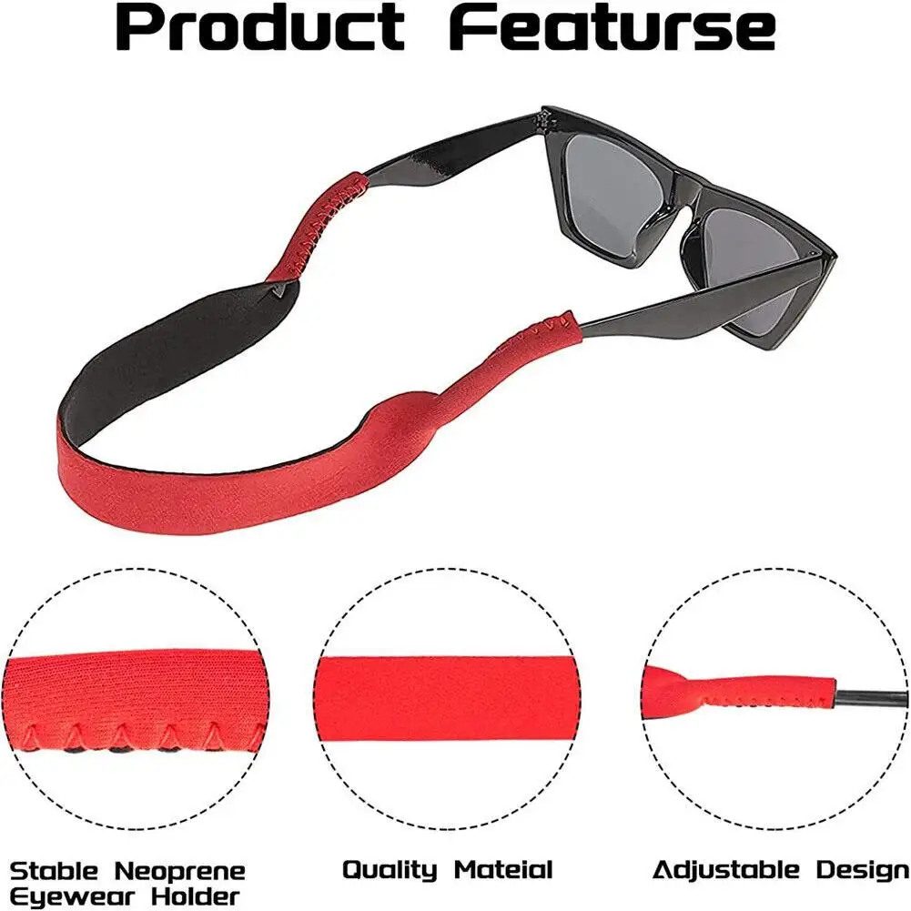 Sangle extensible pour lunettes de soleil flottantes solides, sangle de ceinture, porte-lunettes en néoprène, 42x2cm