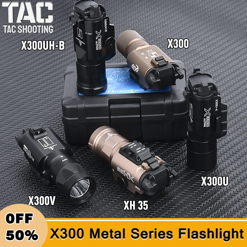 WADSN Tactical X300V X300U X300UH-B XH35 X300 Metal Flashlight LED Strobe Light For 20mm Rail Airsoft Weapon Hunting Accessory