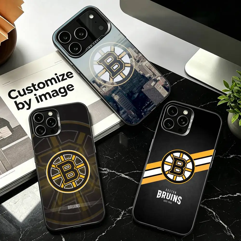 

Hot Selling Boston B-Bruins Phone Case For iPhone 17,16,15,14,13,12 Plus,Pro Max,XS,Colorful Silver Phone case Funda Cover