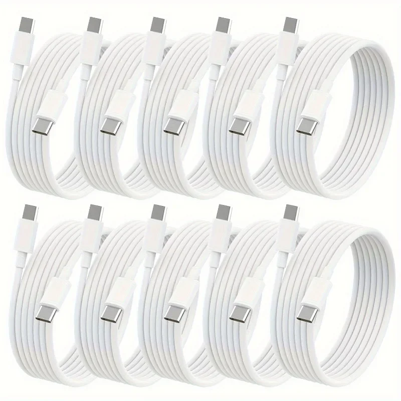 10 Pack 6.6ft (60W/3.1A) USB C to USB C Cable Type C Fast Charging Cable for iPhone 15/15 Pro/15 Plus/15 Pro Max, MacBook Pro