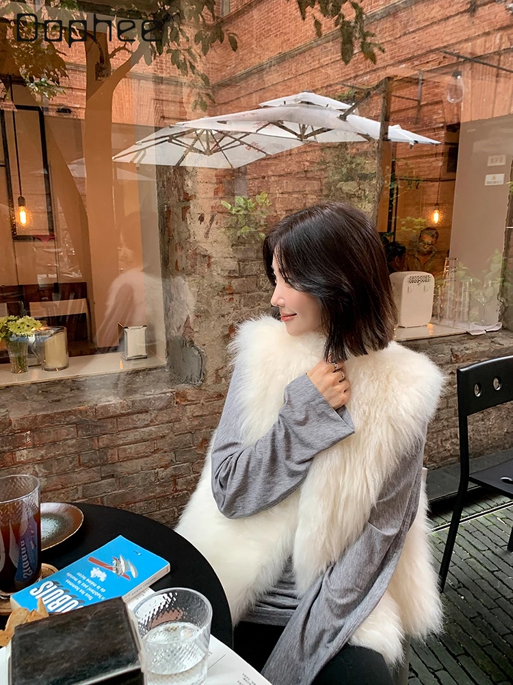 الراقية الحلو أفخم صديقة للبيئة فو الفراء سترة معطف الشتاء موضة الثقيلة سميكة الدافئة الوقوف طوق أكمام الفراء سترة