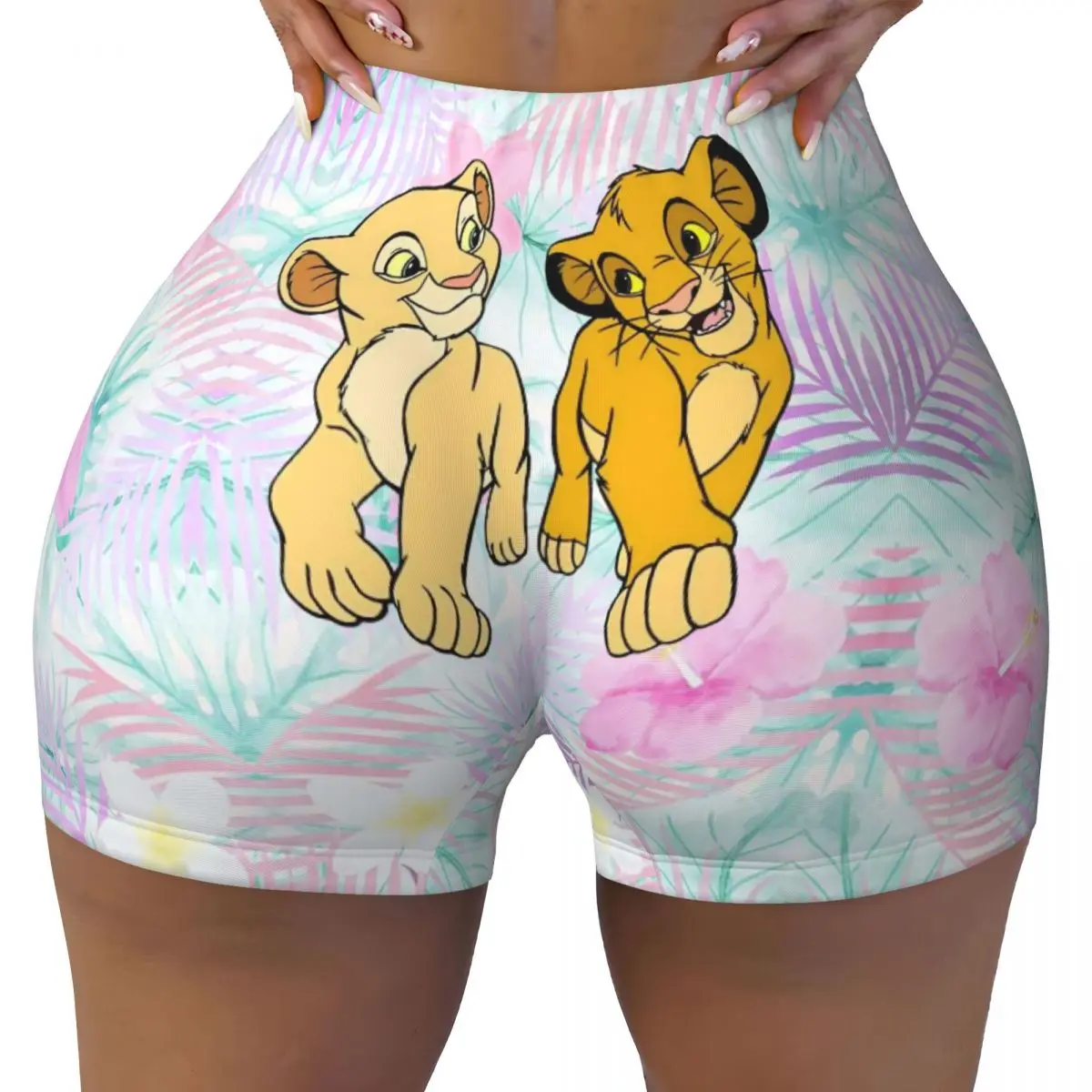 

Custom Cartoon Lion King Simba And Nala Gym Running Volleyball Shorts for Women Workout Yoga Shorts