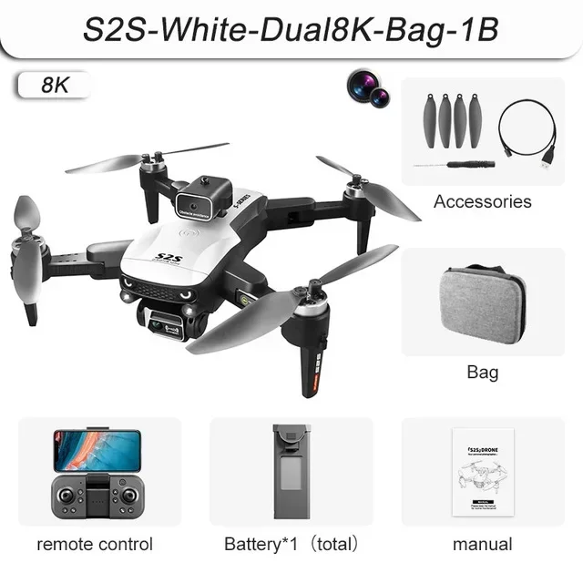 S2S طائرة صغيرة بدون طيار 8K HD كاميرا تجنب العوائق الأمن الطائرة بدون طيار التصوير الجوي فرش السيارات للطي كوادكوبتر اللعب
