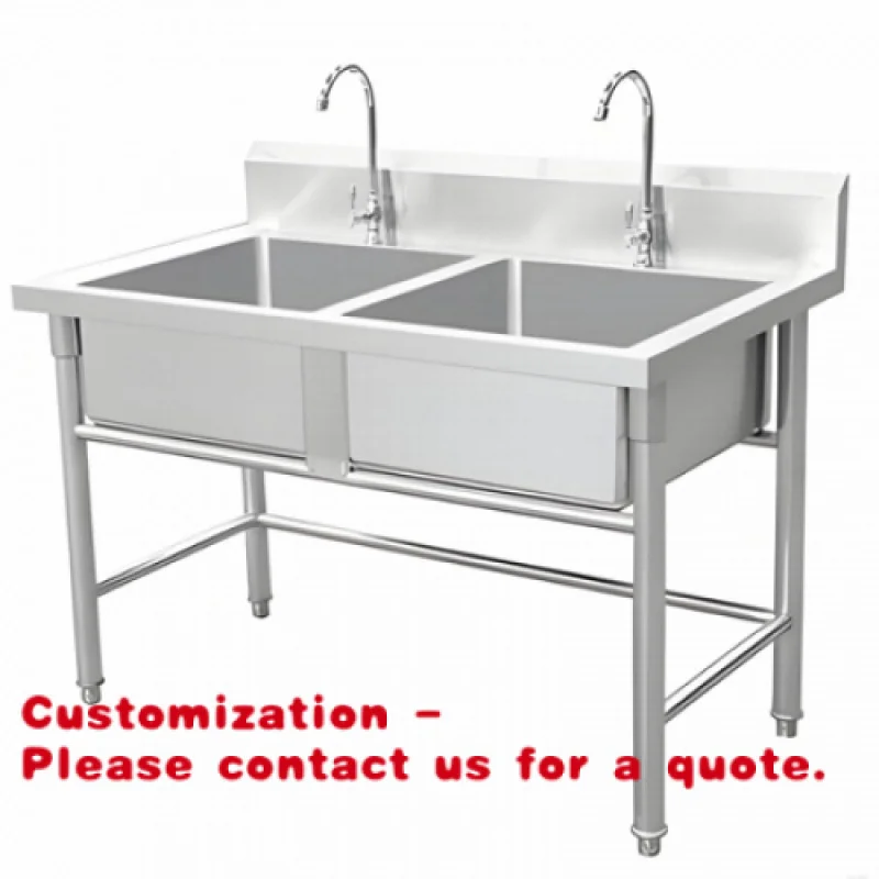 Customize.Commercial Kitchen Equipment Double-bowl Floor-standing Stainless Steel 304 Sink  Kitchen