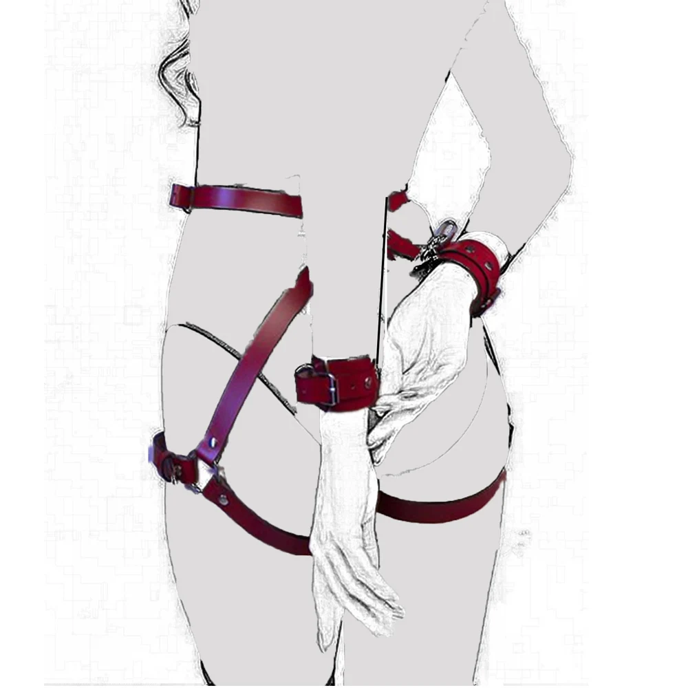 Leather Handcuffs for Sex SM Bondage Kit Sexy Adjustable Restraints Harness Women Sex Toys For Adults Games Bondage Handcuffs