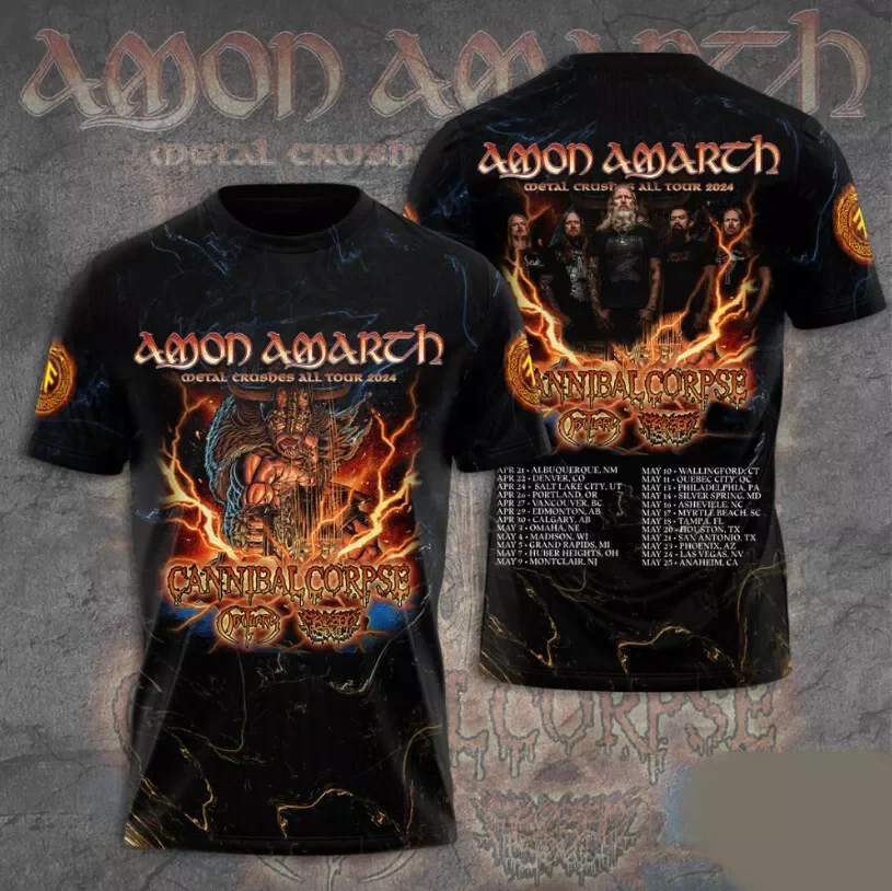 Popular Amon Amarth Rock Band 3D Print T-shirts Men Women Fashion Short Sleeve Hip Hop Tops Tees Oversized Street Men's Clothing