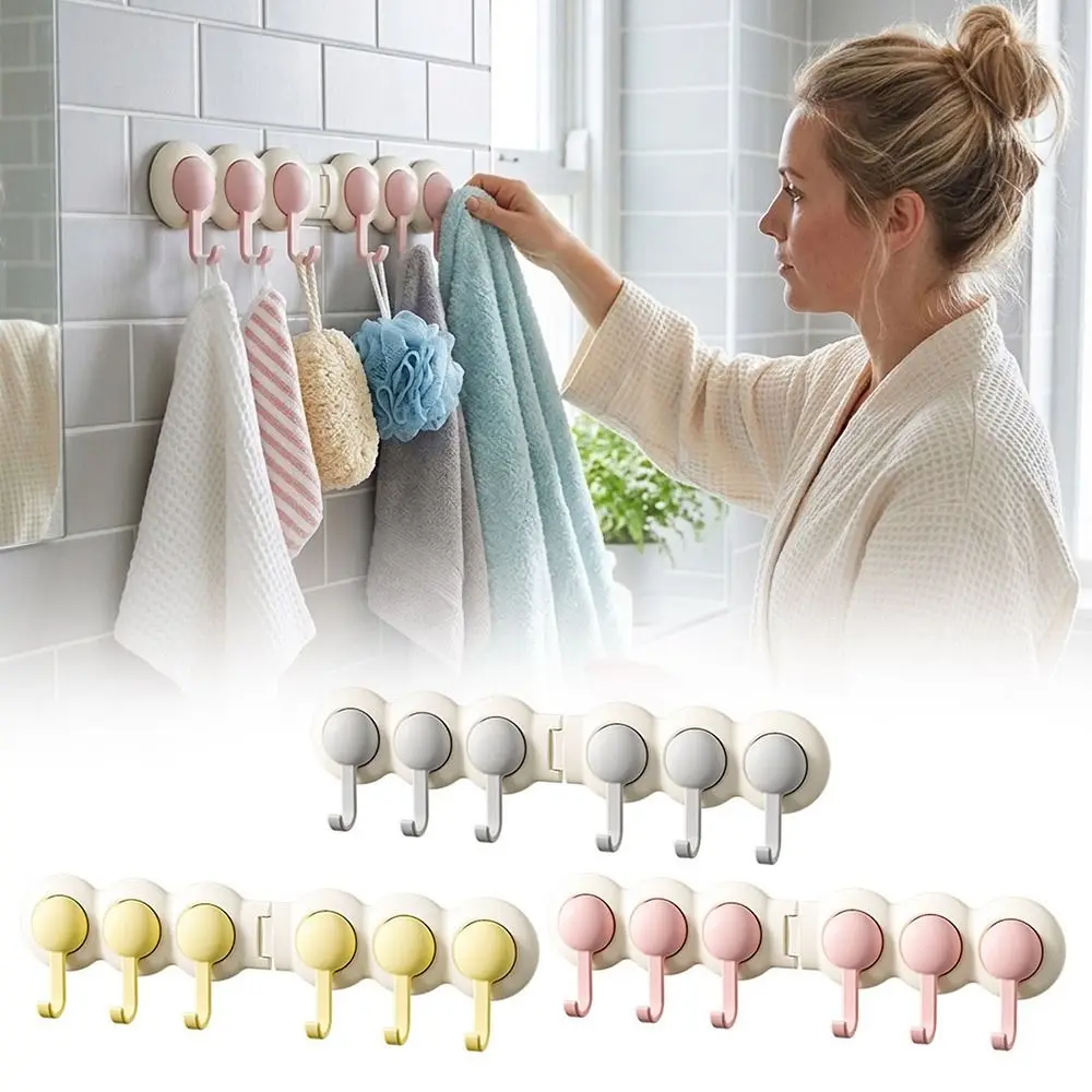 New Self Adhesive Corner Wall Hook ABS Rotating Bathroom Hook Punch Free Row Hooks Bathroom Storage