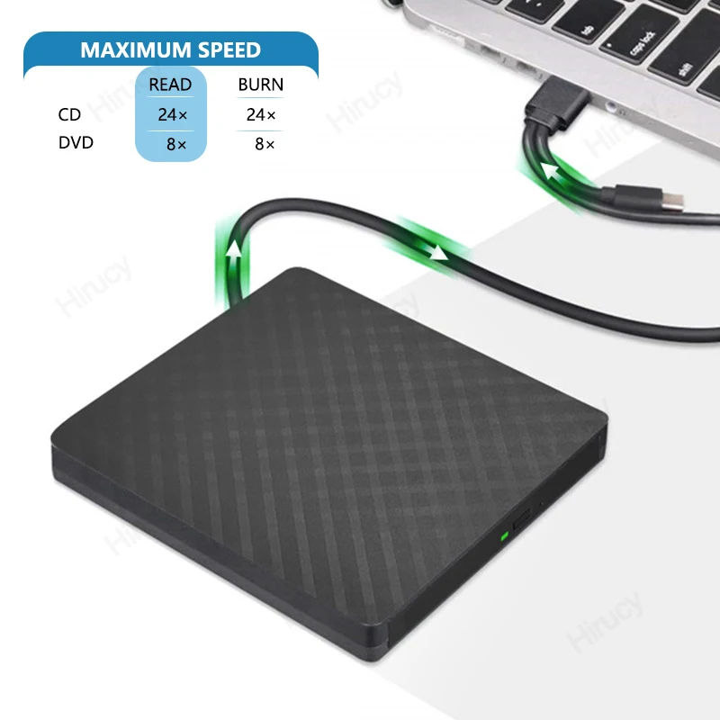 External Optical Drive USB 3.0 Type-C CD DVD -/+RW Reader Writer Portable DVD Burner For Laptop PC