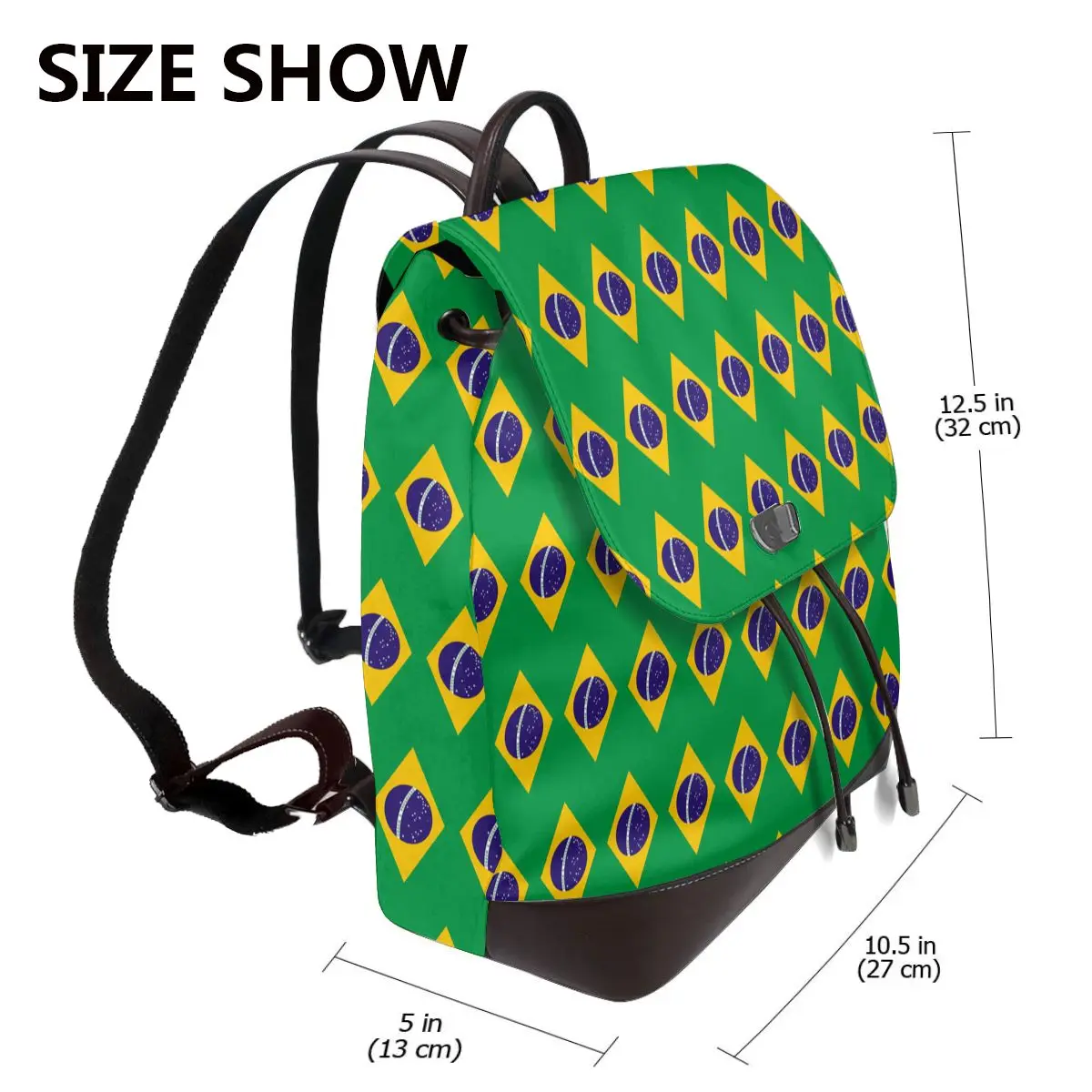 Brazil National Flag Bookbag School Student Bags Hiking Travel Daypack for Women Fashion Derma Backpack