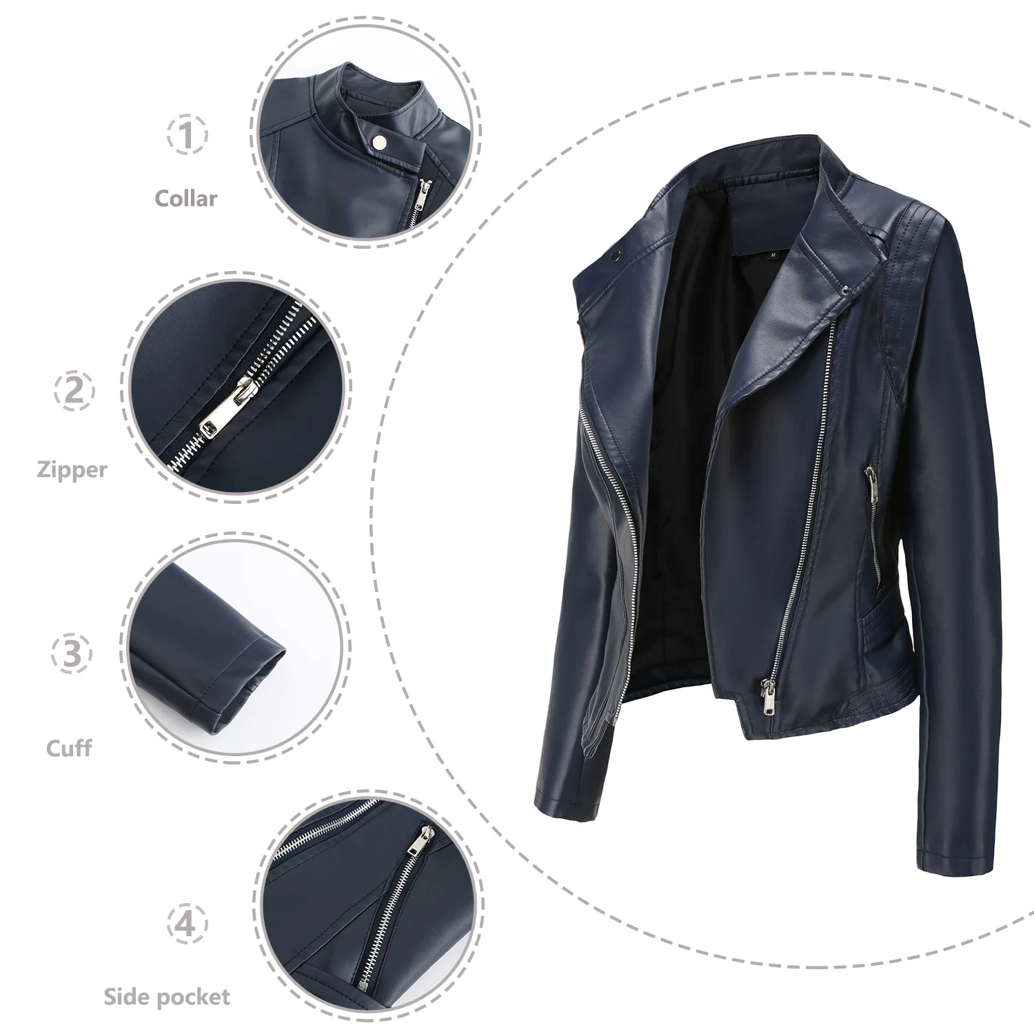 Pu Quality Women's Korean Leather Coat Spring And Autumn Thin Motorcycle Coat Short Black Motorcycle Punk Rock Sports Coat