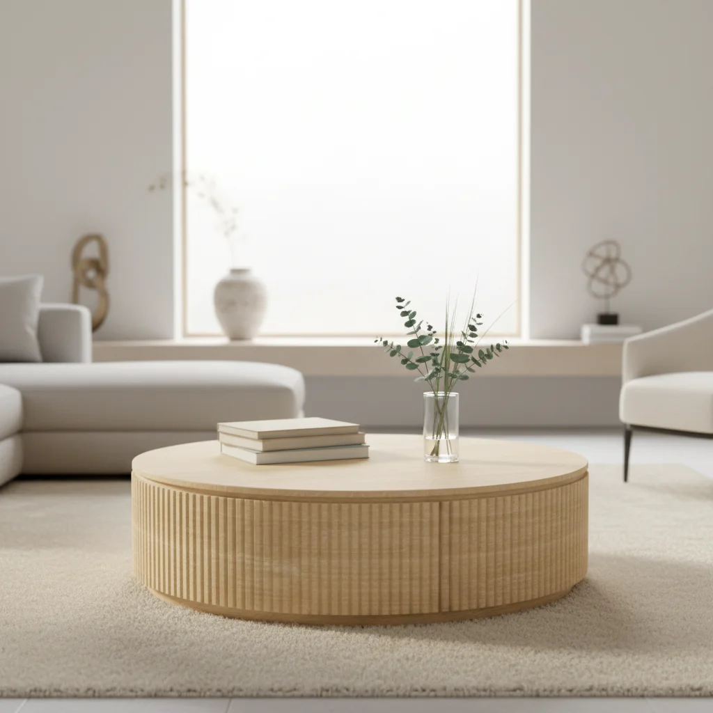 Modern Beige Travertine Coffee Table for Living Room Honed Finished Natural  Countertop Home Decoration