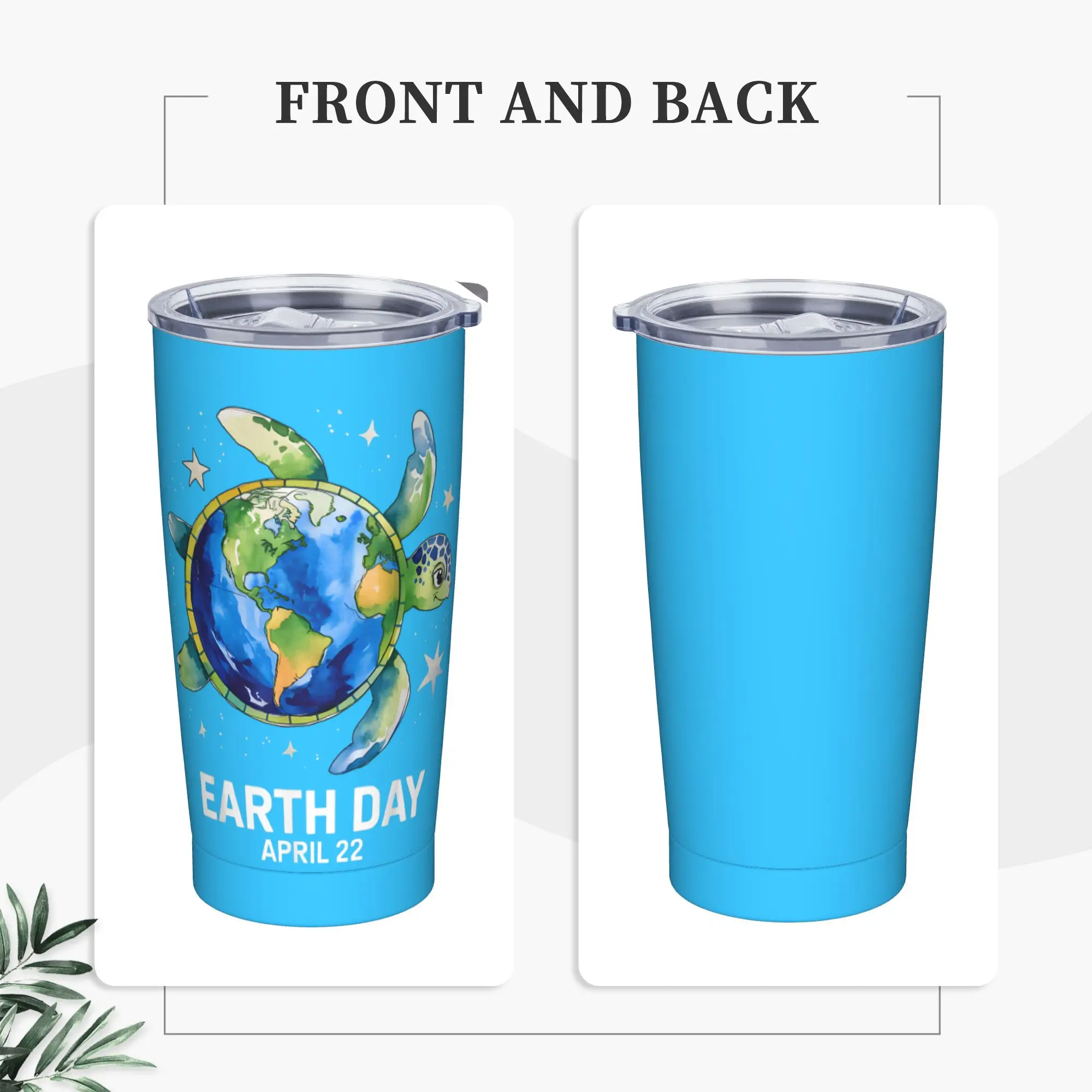 Stainless Steel Tumbler Earth Day 2026 Restore Earth Sea Turtle Coffee Mug Leakproof Cold Drink Car Mugs Travel Water Bottle
