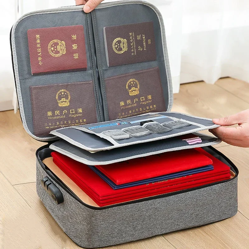 Multifunctional Briefcase Office Waterproof Document Storage Bag Business Trip Bank Card Passport Organizer Travel  Accessory