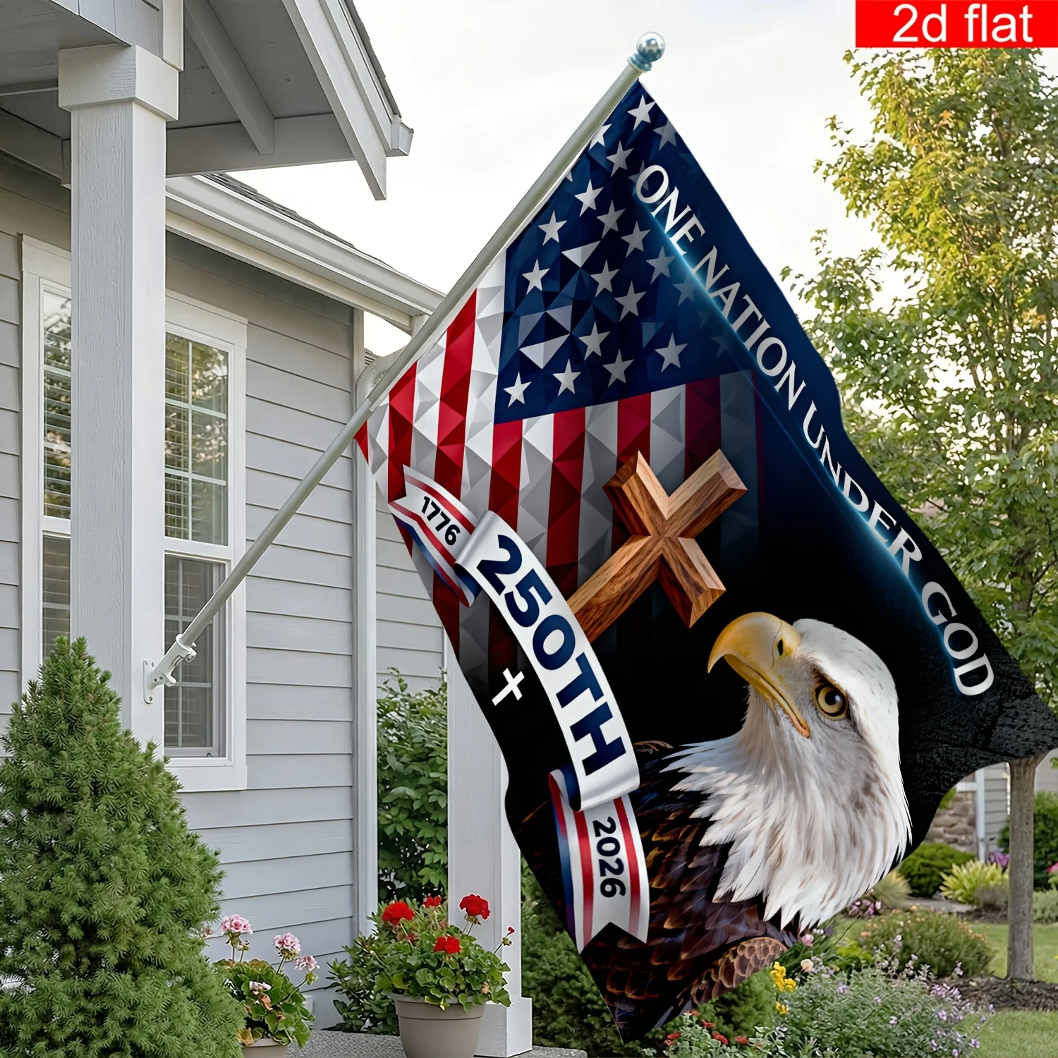 1pc,  American 250 Years of Independence Day Flag Banner, Polyester, 1776-2026, 