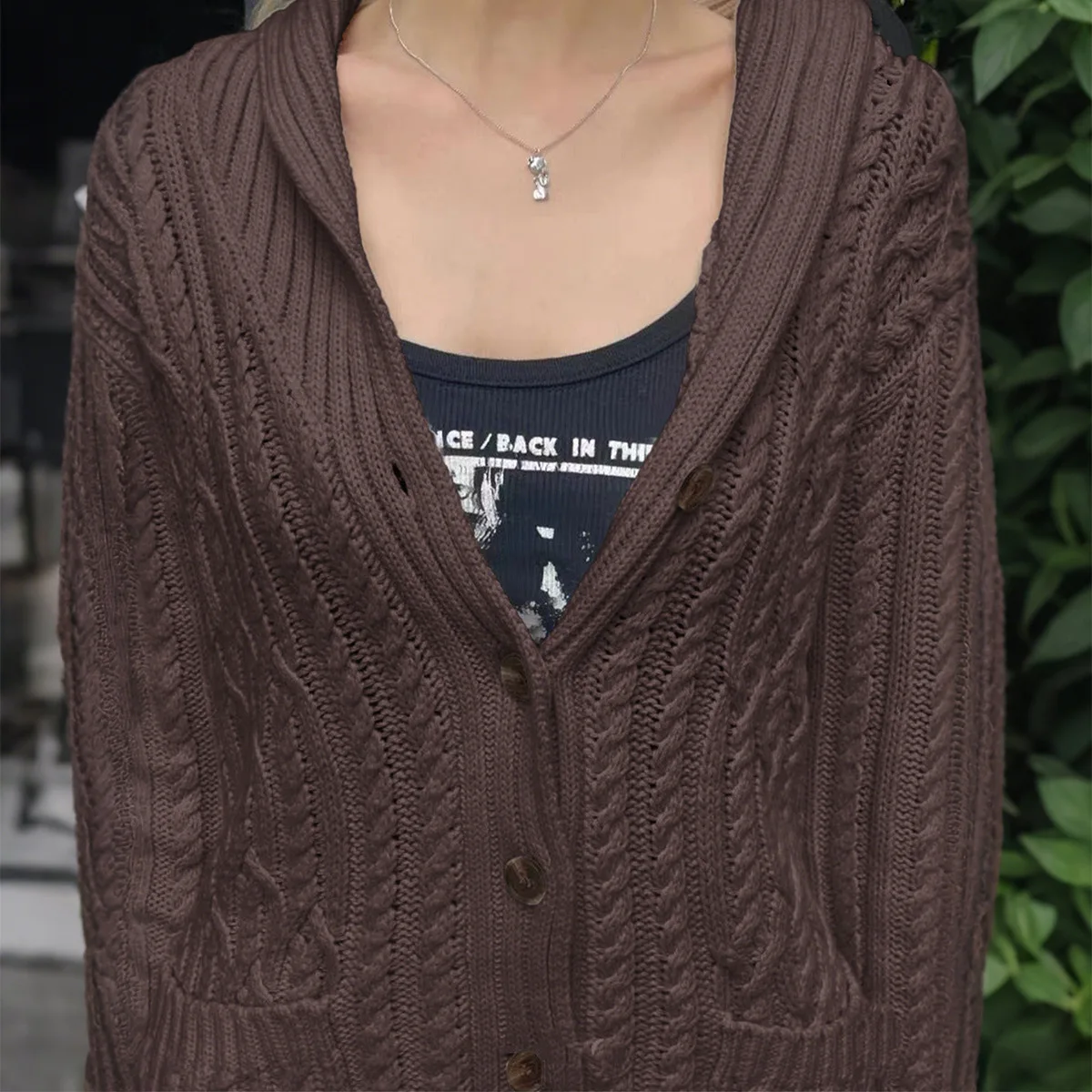 

Women's Woolen Long Button up irt Jaet Straight Cut Sve Length Mid-Length Pure Color Autumn Faion Ladies' Clothing