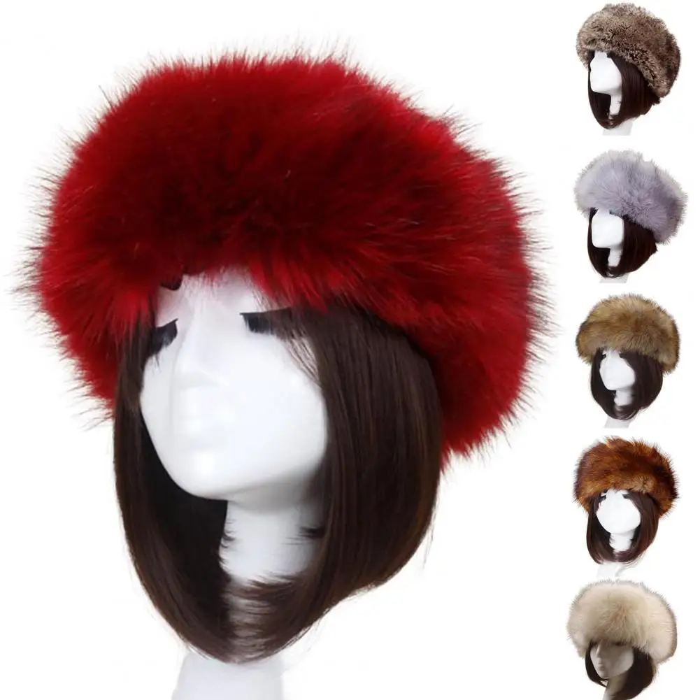 Acrylic Fabric Hat Cozy Faux Fur Lined Winter Basin Hat for Windproof Hiking Traveling Foldable Warmth Retention for Shopping