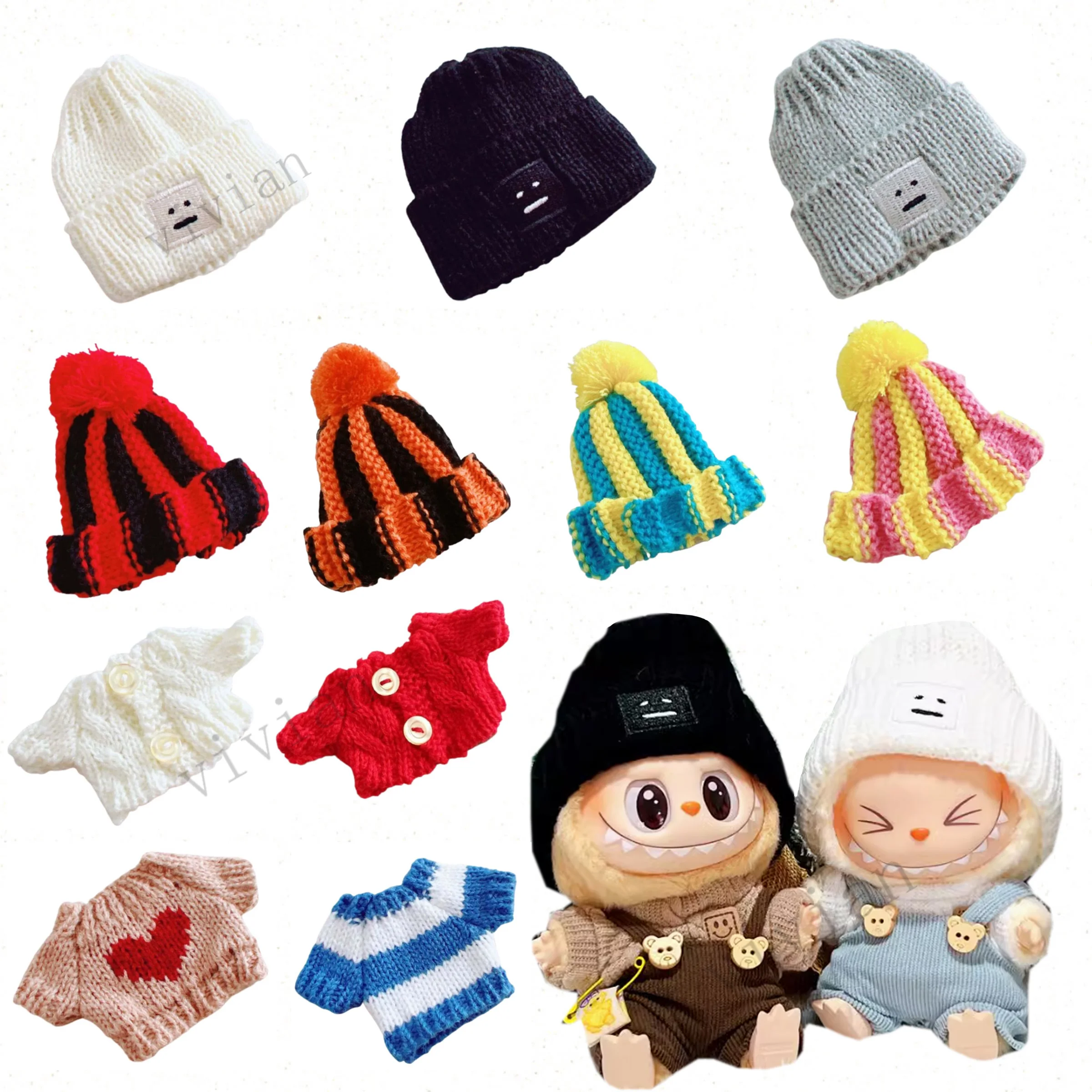 Mini Plush Doll'S Clothes Outfit Accessories For Korea Kpop Exo 15-17cm Labubu Idol sweater hat Clothing Gift