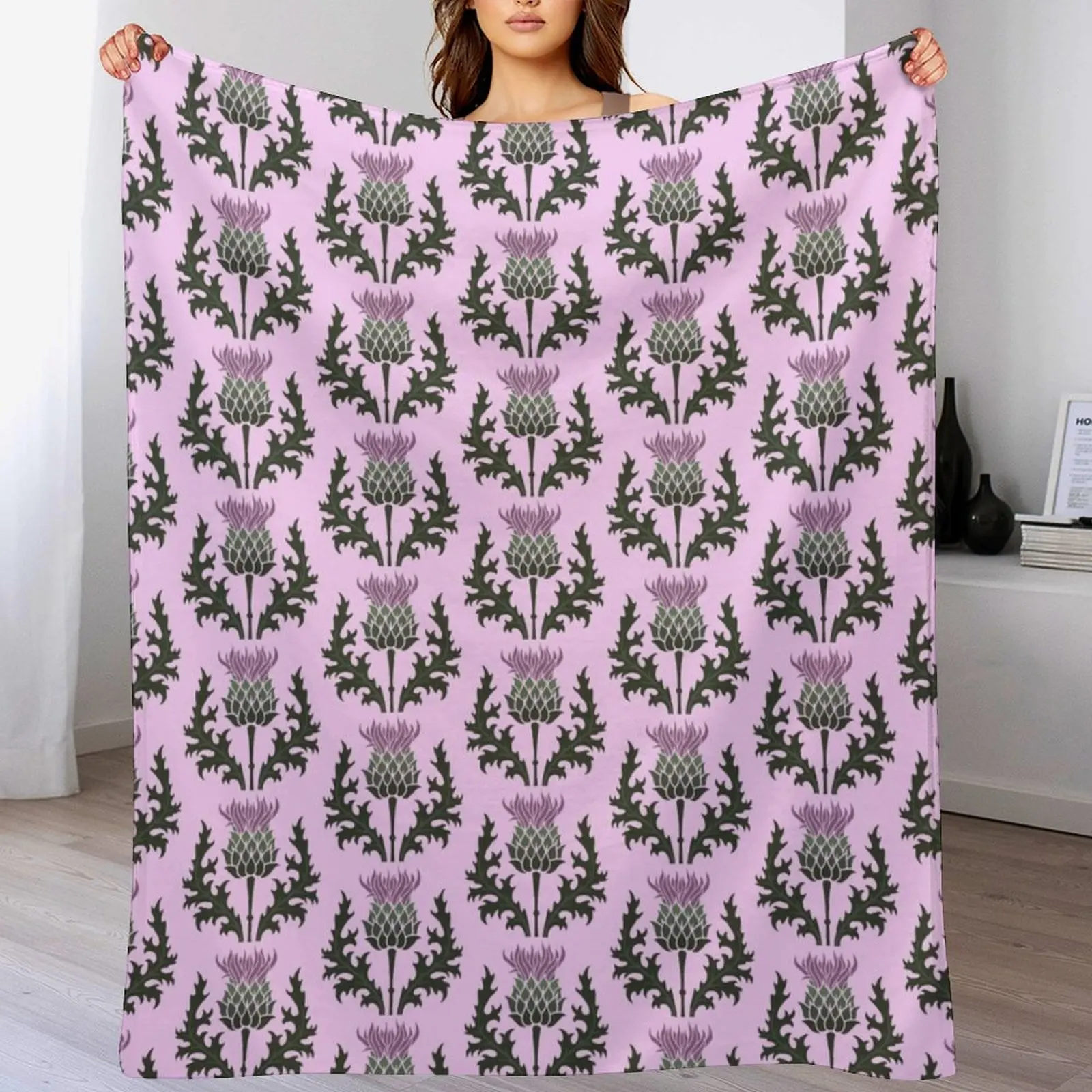 

Scottish Thistle Flower of Scotland on Pale Pink Throw Blanket Fashion Sofas Baby Decorative Sofa valentine gift ideas Blankets
