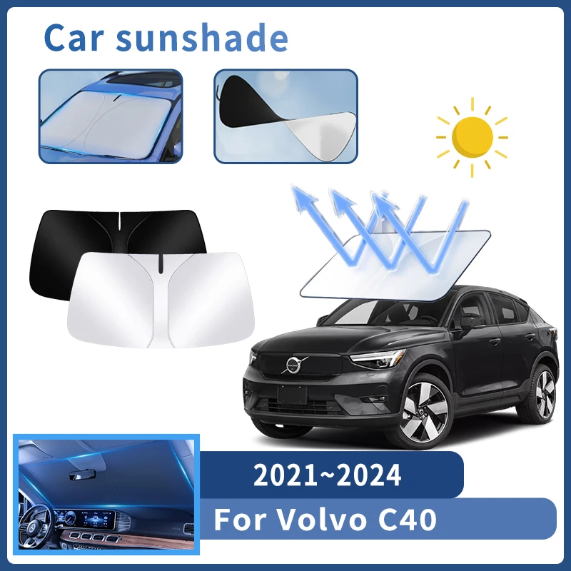 Auto Parts For Volvo C40 2021 2022 2023 2024 Sunshade Windshield Sun Protection Heat Cover Summer Car Interior Accessories Tool