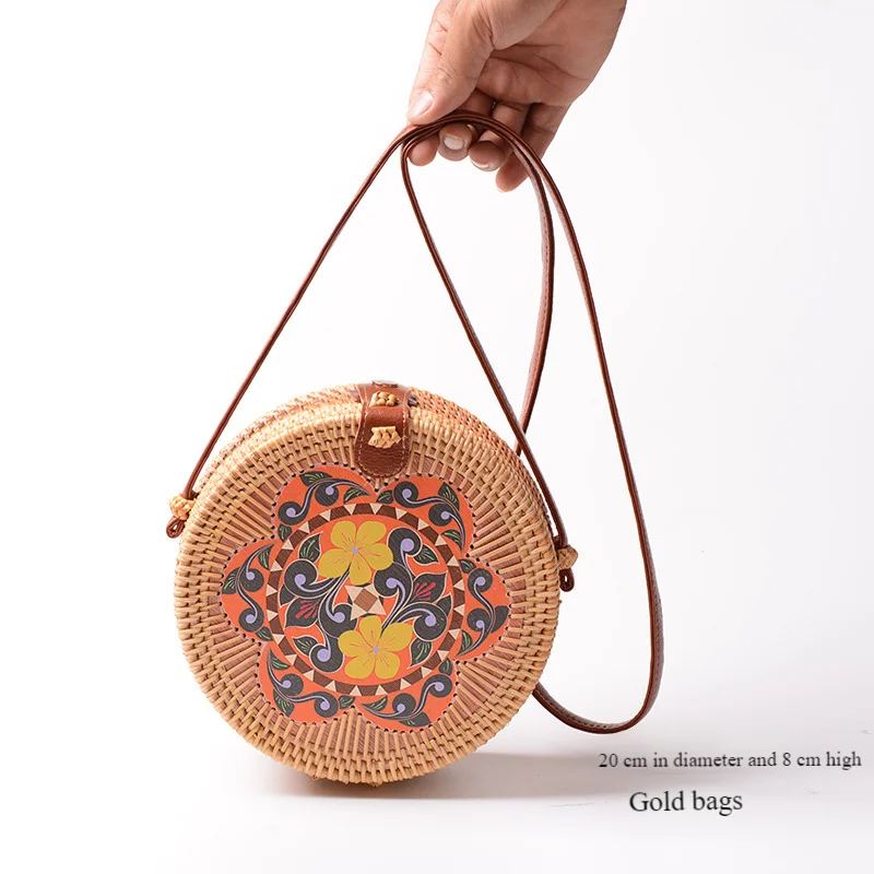 Round Mulit Style Straw Bag Handbags Women Summer Rattan Bag Handmade Woven Beach Circle Bohemia Petal Handbag New Fashion