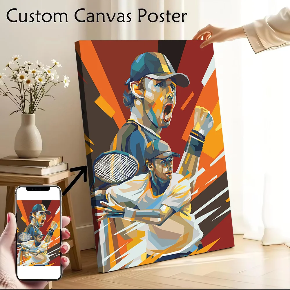 Alex De Minaur in Colorful Art Printed Canvas Poster Personalized High Quality Wall Art Paintings for Decor Room Wand Deko Mural