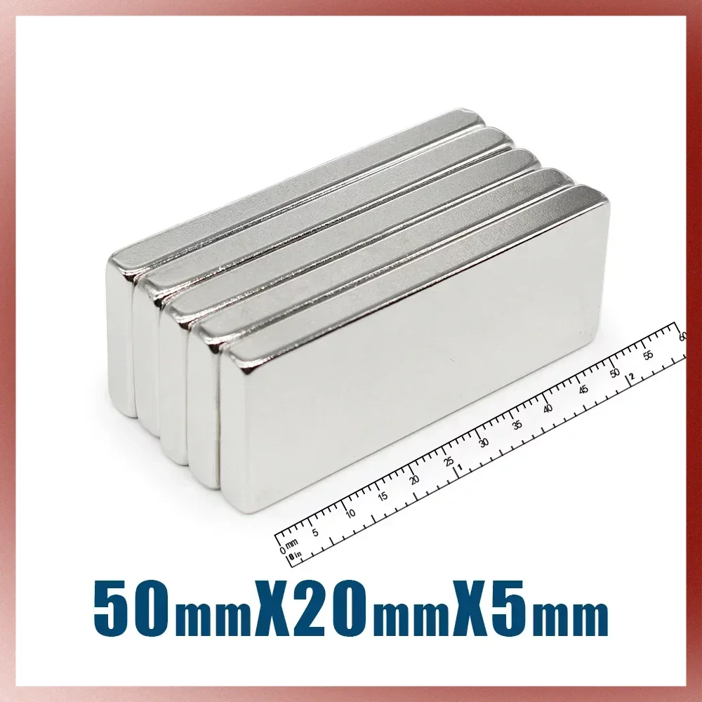 1/2/5/10PCS 50x20x5mm Quadrate Super Strong Powerful Magnets N35 Block Rectangular Neodymium Magnet Permanent Magnets