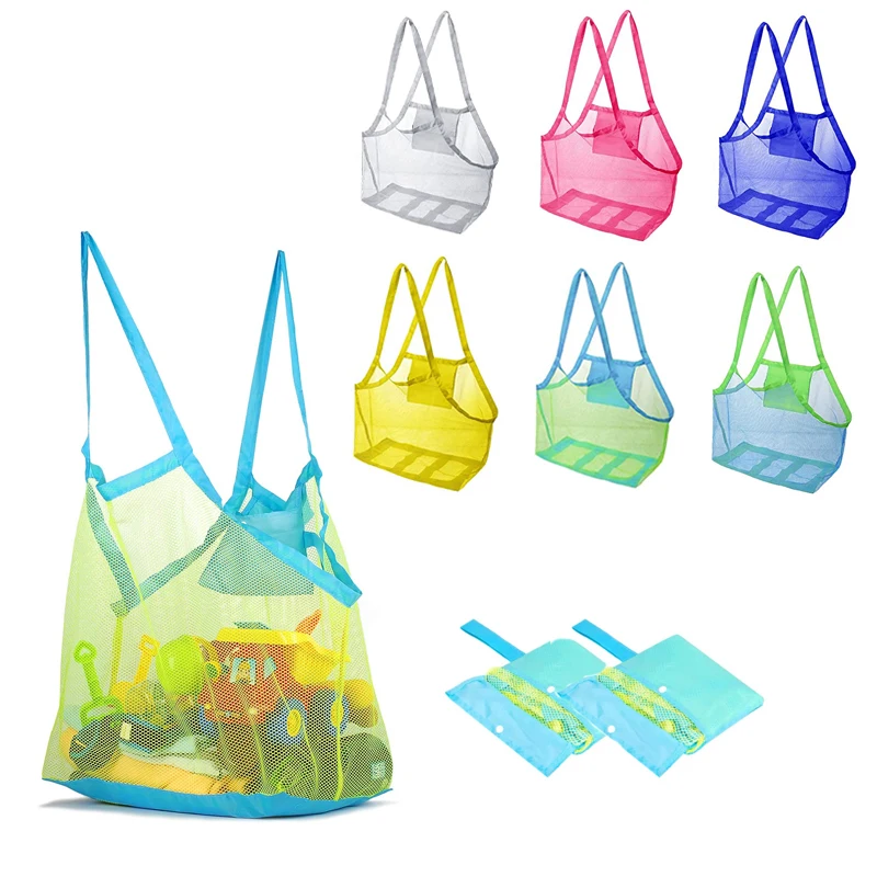 Tragbare Netz-Tasche für Kinder, Aufbewahrungstaschen für Kinderspielzeug, große Strandtasche für Handtücher, Kosmetiktasche für Damen