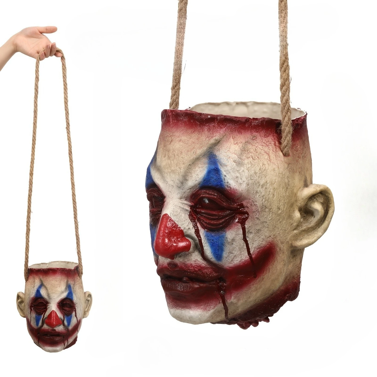 Halloween Candy Bucket Clown Zombie Bag Horror Severed Head Prop Clown Head Bag Zombie Head Bag Latex Crossbody Backpack Purse