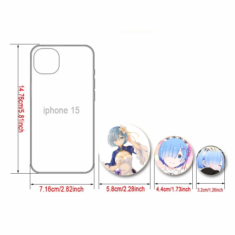 Hot Anime Character Emilia Rem Natsuki Subaru Cute Cartoon Badge Handmade Tinplate Brooches Round Display Brooches Jewelry Gift