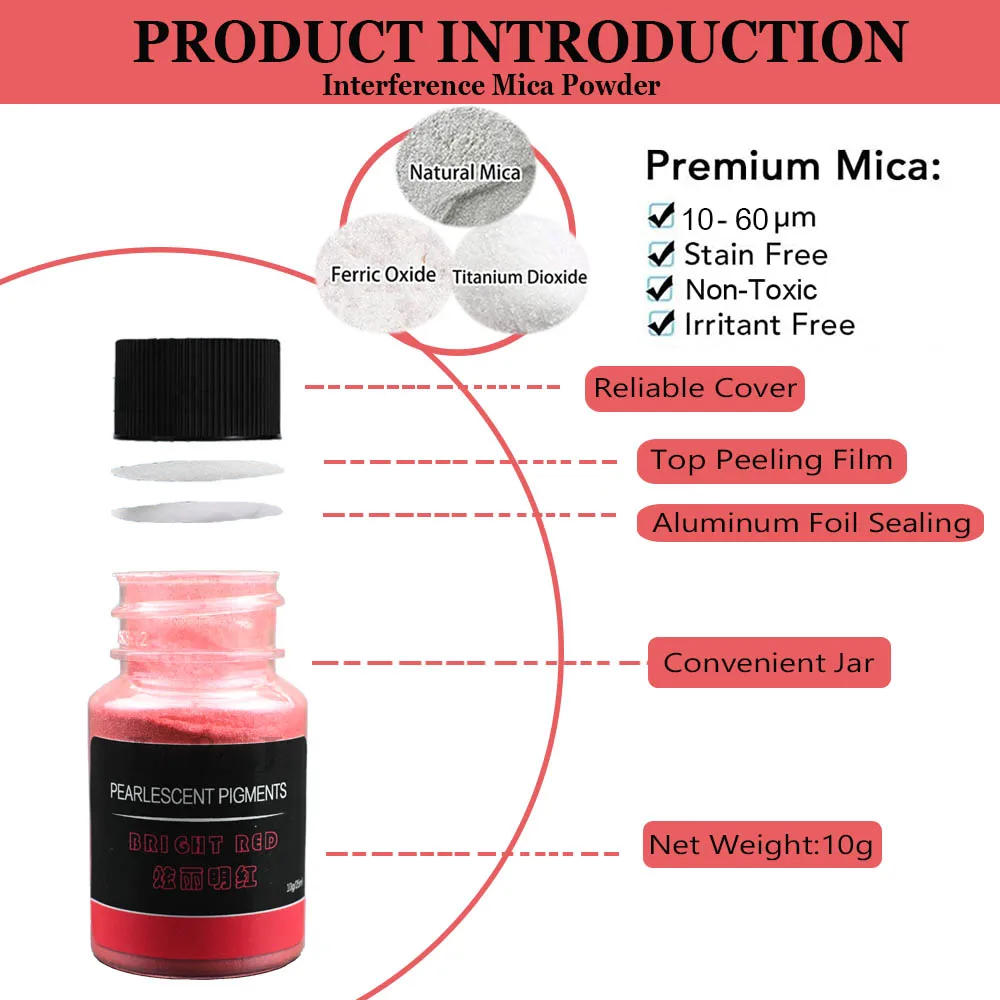 Mica Powder Pigment 24 Colors Natural Fine Pigment Glitter Powder for Epoxy Resin Slime Soap Making Candles,Crafts Nail Painting