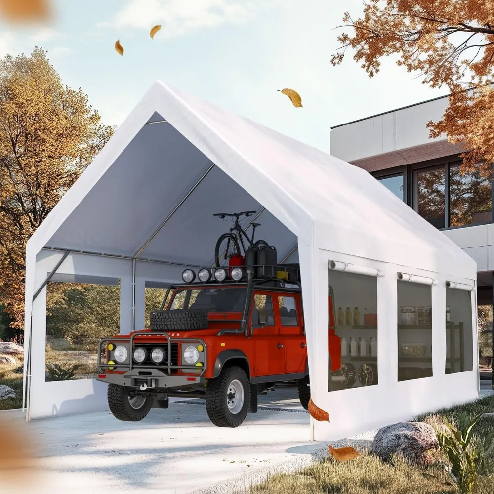 

Heavy Duty 12x20 ft Carport Tent with Ultra-High Peak & Ventilation Windows, Waterproof Outdoor Canopy Shelter for Events, Stor