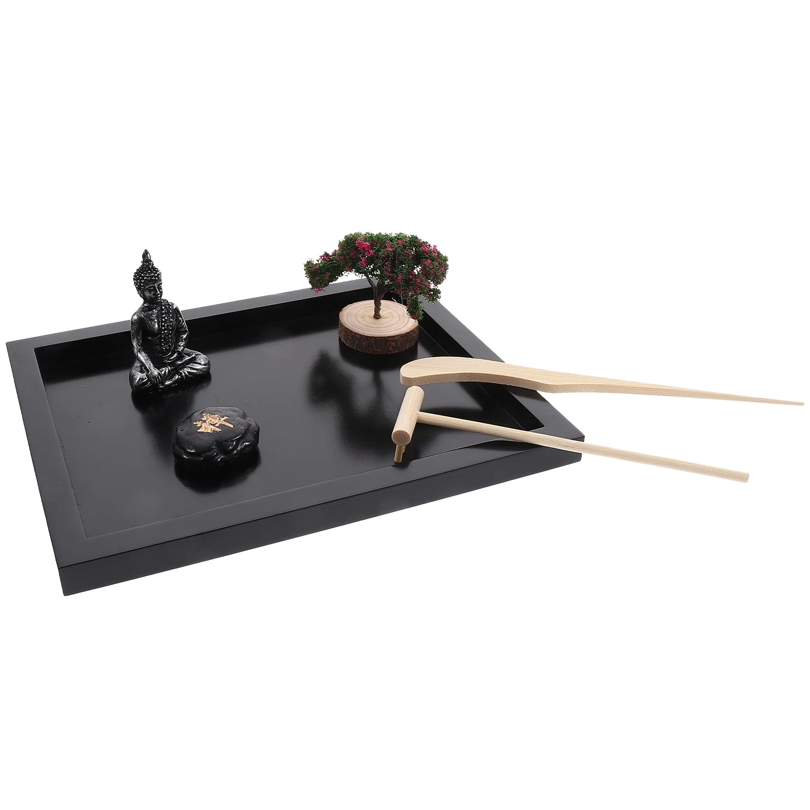 1 مجموعة سطح المكتب نمط علبة الرمل بوذا التأمل منضدية ديكور للمنزل مكتب زن حديقة عدة صغيرة زن حديقة رمل ديكور