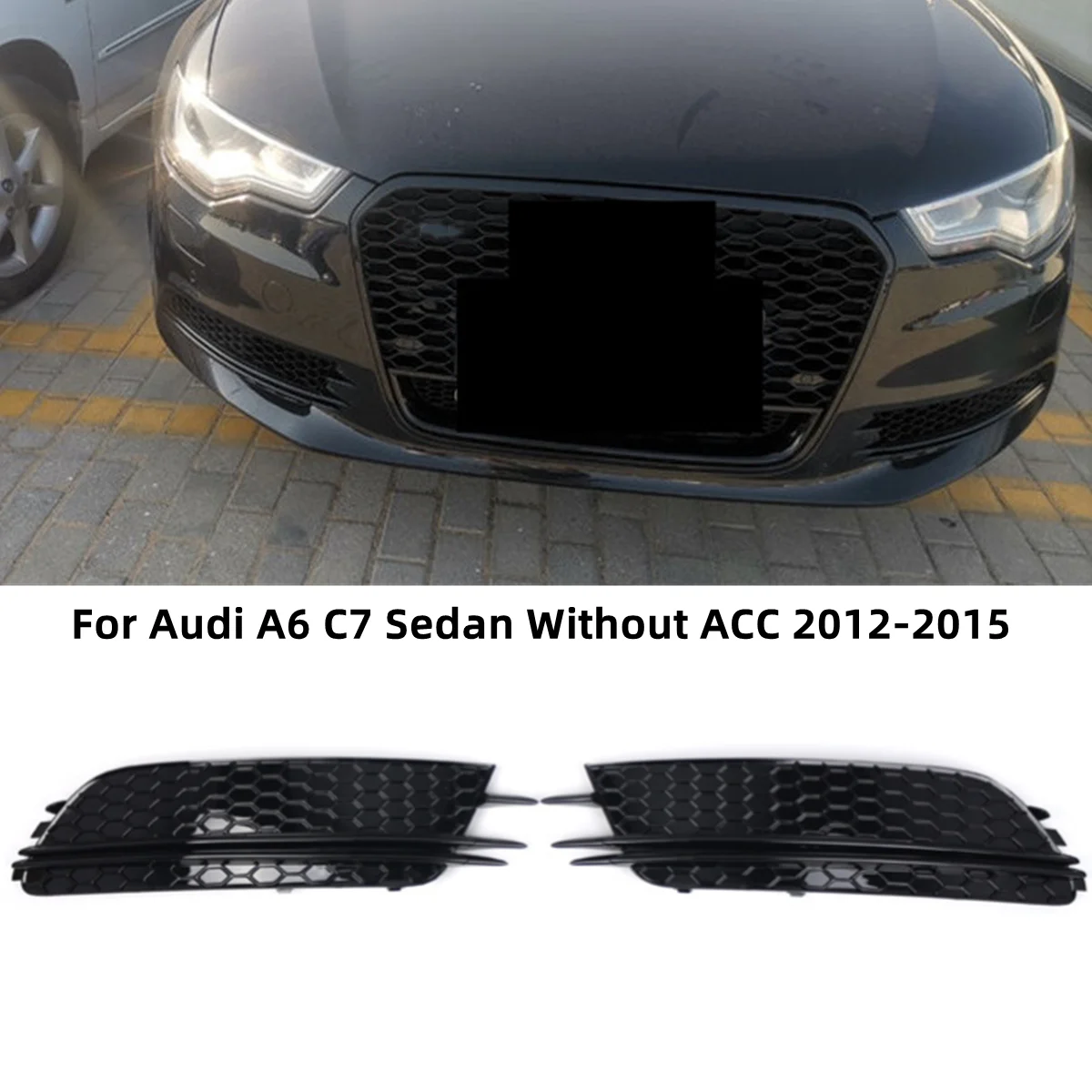 

Honeycomb Fog Light Lamp Grille Grill Cover For Audi A6 C7 Sedan Standard Pre-facelift 2012-2015 Mesh 4G0807681 4G0807682