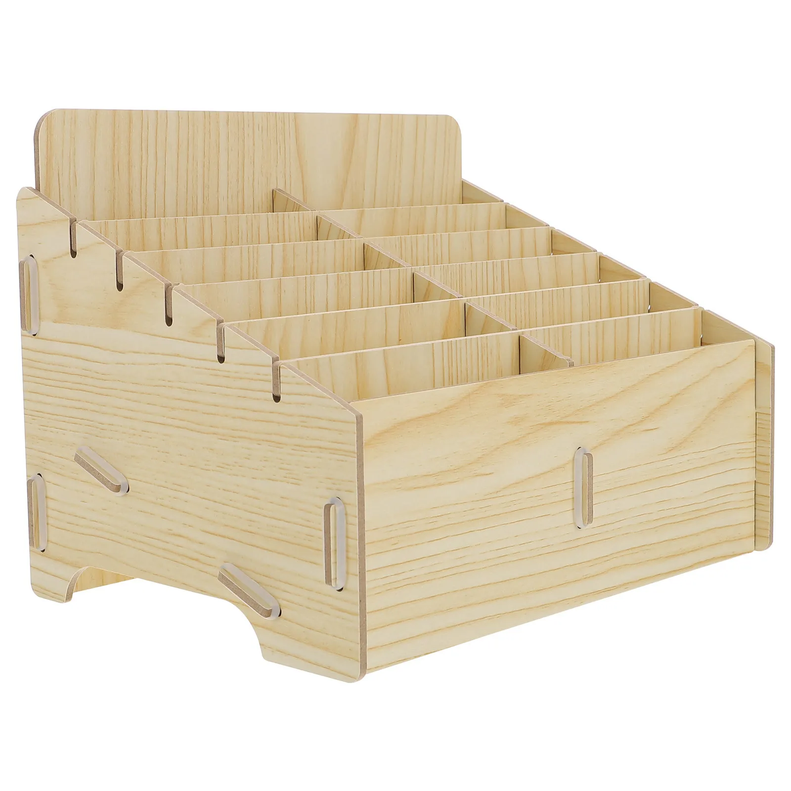 

Multi-Grid Phone Storage Box Wooden Desktop Organizer Cell Phone Holder Classroom Conference Desktop Storage Box