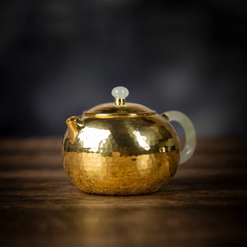 Handmade Pure Silver 999 Xishi Kung Fu Tea Pot One Plating Tea Set for Tea Lovers Collectibles