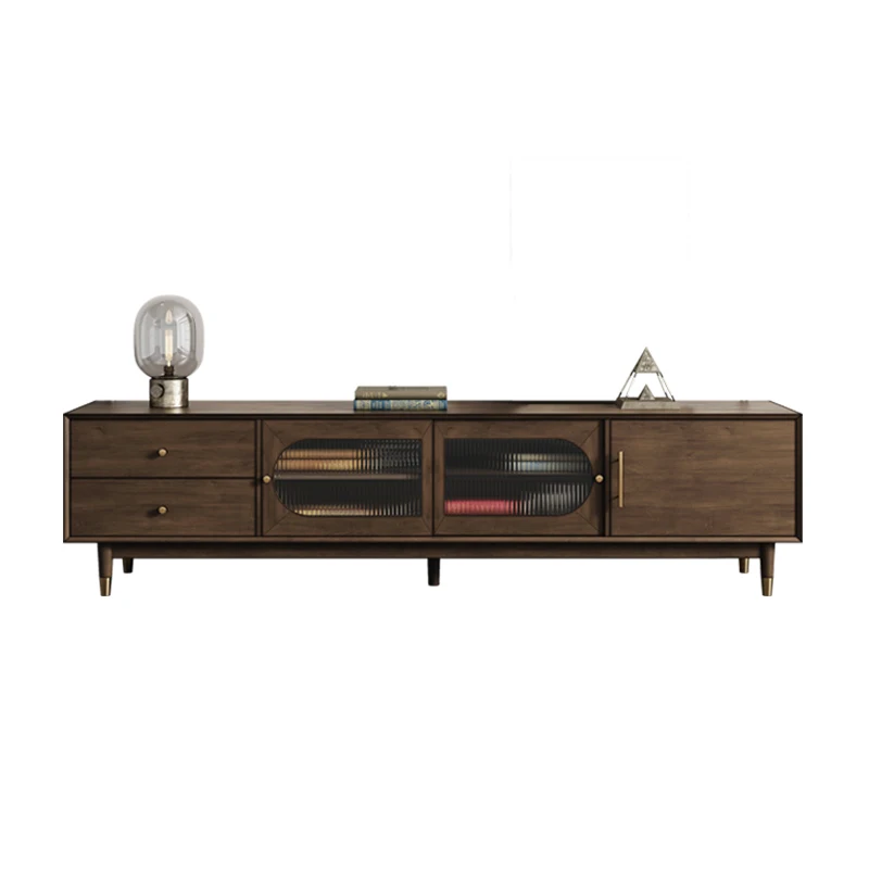 Solid wood TV cabinet Modern minimalist living room walnut cabinet retro boxwood TV cabinet