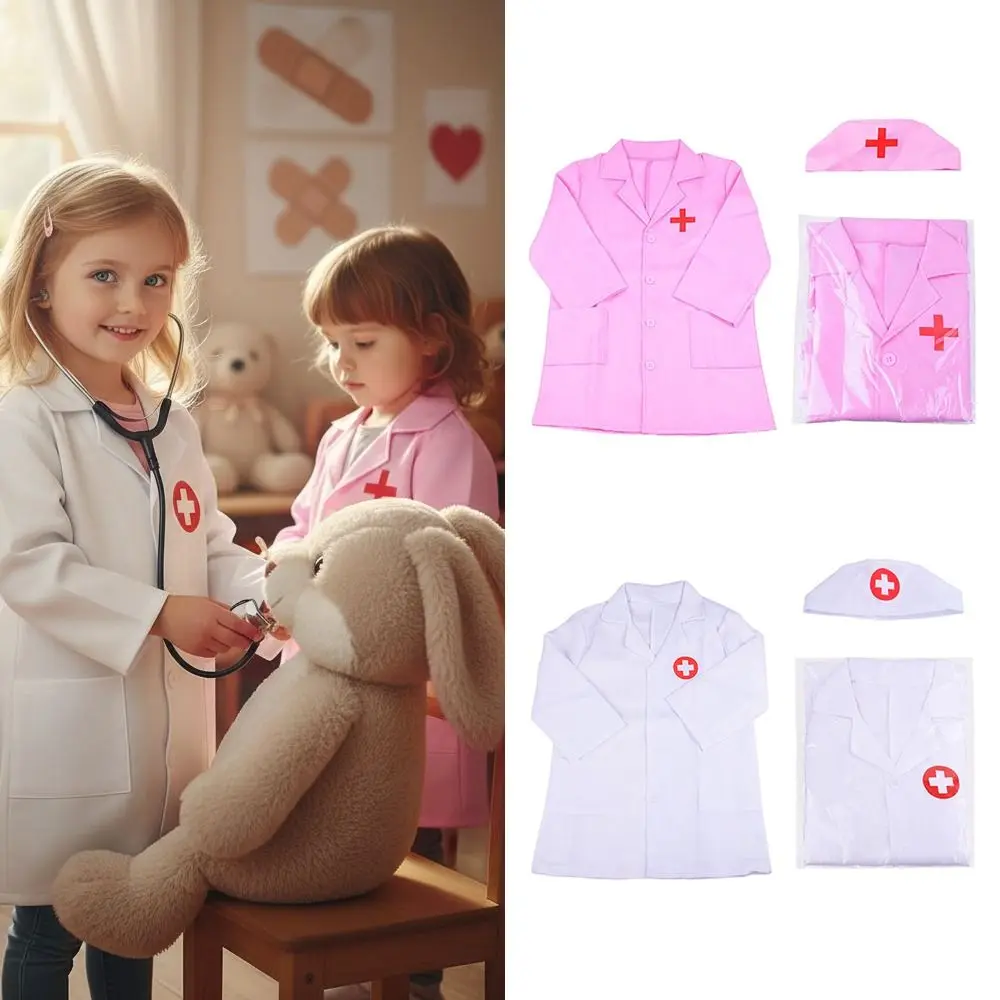 1 Juego de ropa blanca y rosa, disfraz de actuación en casa, ropa de médico, juego profesional de rol