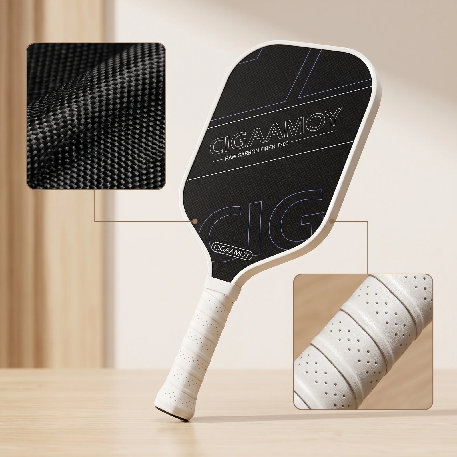 Pickleball Paddle Matte Pickleball Racket Paddle with Perforated Grip Sweat Absorbent Soft for Beginners, Outdoor Games
