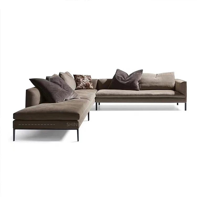 

Modern Furniture Sectional Sofa Leather Hotel Wedding Brown Upholstered Couch Wooden Frame Sofa Set