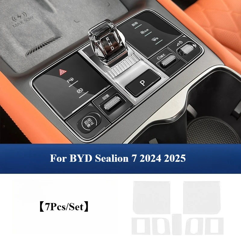 

For BYD Sealion 7 Epoxy Central Control Panel Button Protective Sticker Guard Car Inner Door Handle Transparent Protective Film