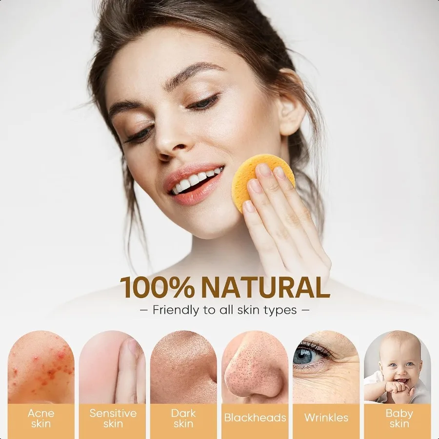50個入り圧縮セルロース100%天然コスメティックスパスポンジ、洗顔、角質除去マスク、メイク落とし用