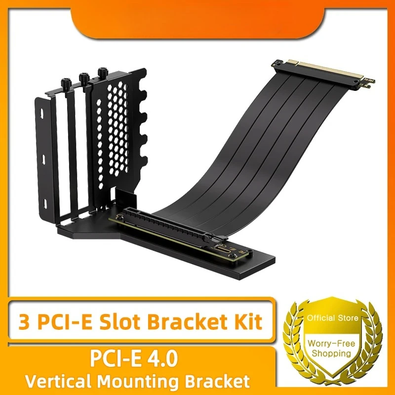

Newly Upgraded GPU Vertical Mounting Bracket Kit, PCIe 4.0/3.0 X16 Riser Cable 200mm, Graphics Card Steering Mounting Bracket