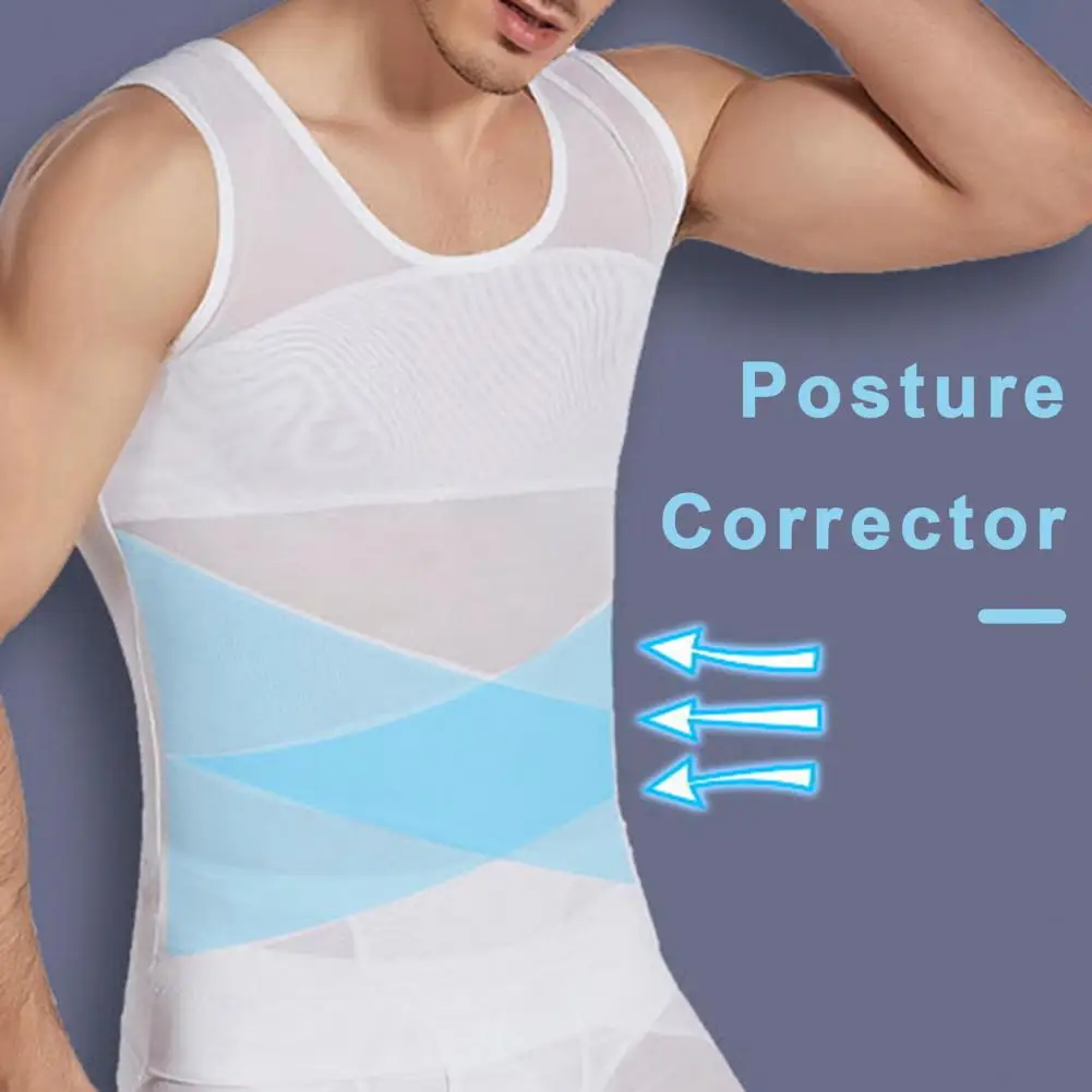 Ultra-thin Breathable Vest Men's Slimming Vest Body Shaper with High Elasticity Mesh Corset Tank Top for Abdomen for Men