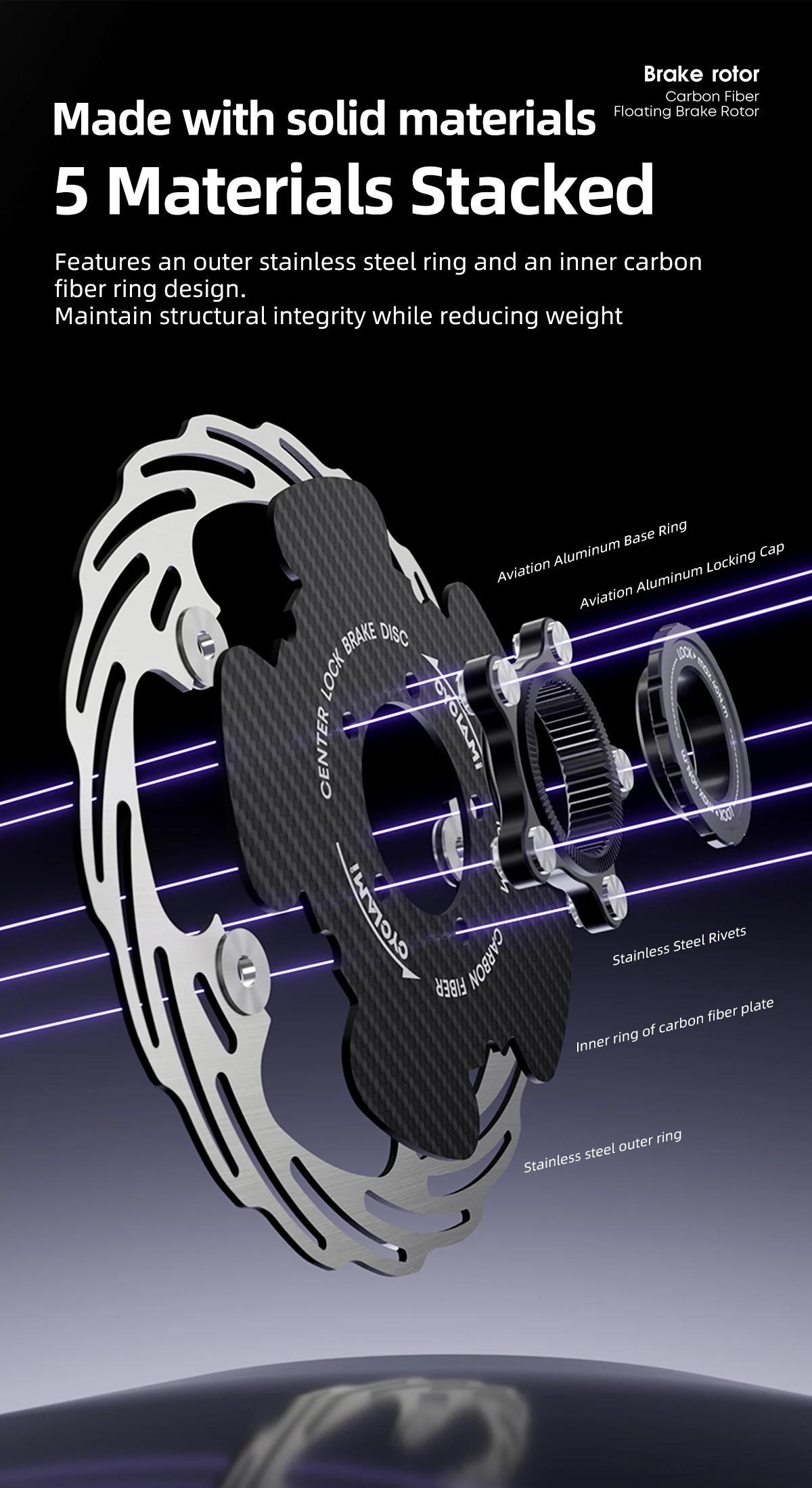 CYCLAMI Center Lock Bremsscheiben MTB Fahrrad Bremsscheiben Rennrad Scheibenbremsen Rotor Fahrradbremsen Fahrradteile – Detail 6