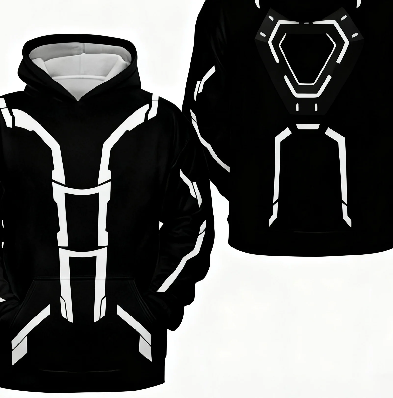 سترة بغطاء للرأس للرجال بطابع TRON Light Cycle، أحمر أزرق أبيض برسومات ثلاثية الألوان، سترة عصرية لخريف وشتاء